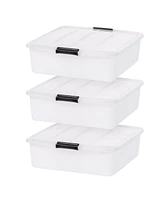 Iris 3 Pack 33qt Plastic Buckle Up Under Bed Storage Container with Lids and Durable Buckles