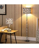 59" Faux Suede Zebra Print Floor Lamp