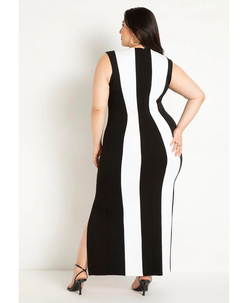 Eloquii Plus Striped Knit Maxi Dress