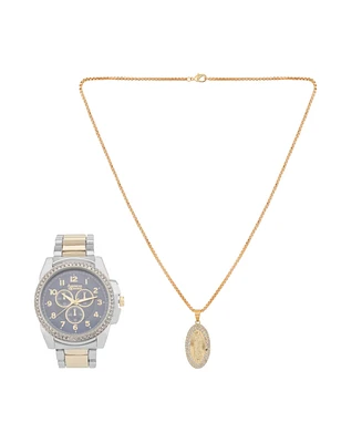 American Exchange Men's Quartz Two-Tone Alloy Watch 45mm Gift Set