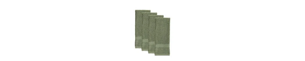 Design Imports Basic Terry Collection Waffle Dishtowel Set, 15x26", Solid Artichoke, 4 Piece