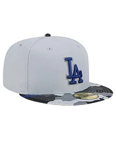 New Era Men's Gray Los Angeles Dodgers Active Team Camo 59FIFTY Fitted Hat
