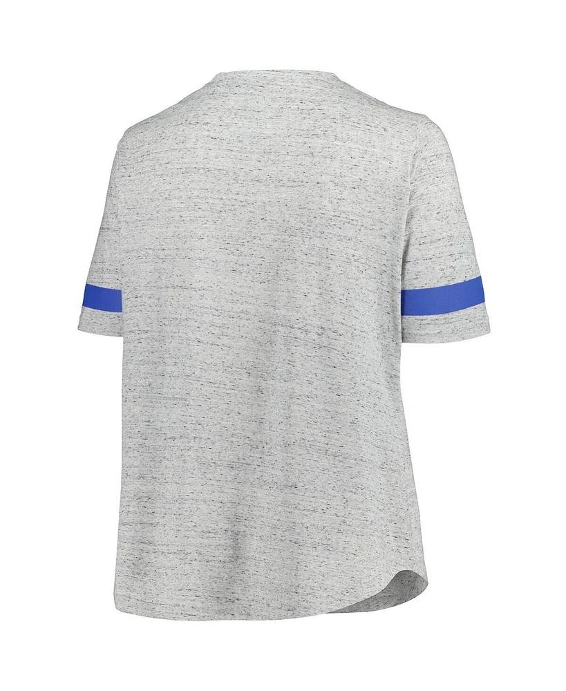 Fanatics Women's Heather Gray New York Rangers Plus Size Lace-Up T-Shirt