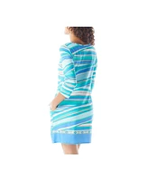 Beach House Style Stripe Print Stella Boat Neck Tunic Dress