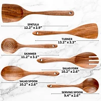Piece Natural Teak Wooden Utensils for Cooking