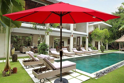 10FT Outdoor Patio Umbrella, Red, Tilt, Crank