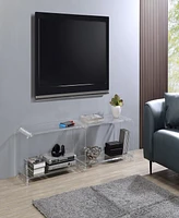 Fox Hill Trading Richard 71" W x 13.8" D x 16" H Two-Tier Acrylic Tv Stand