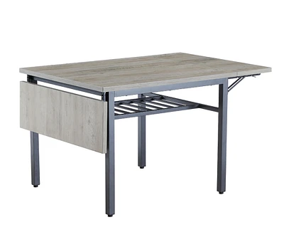 Folding Dining Table, 1.2" Thick, Grey, 63.2" L X 35.5" W X 30.5" H
