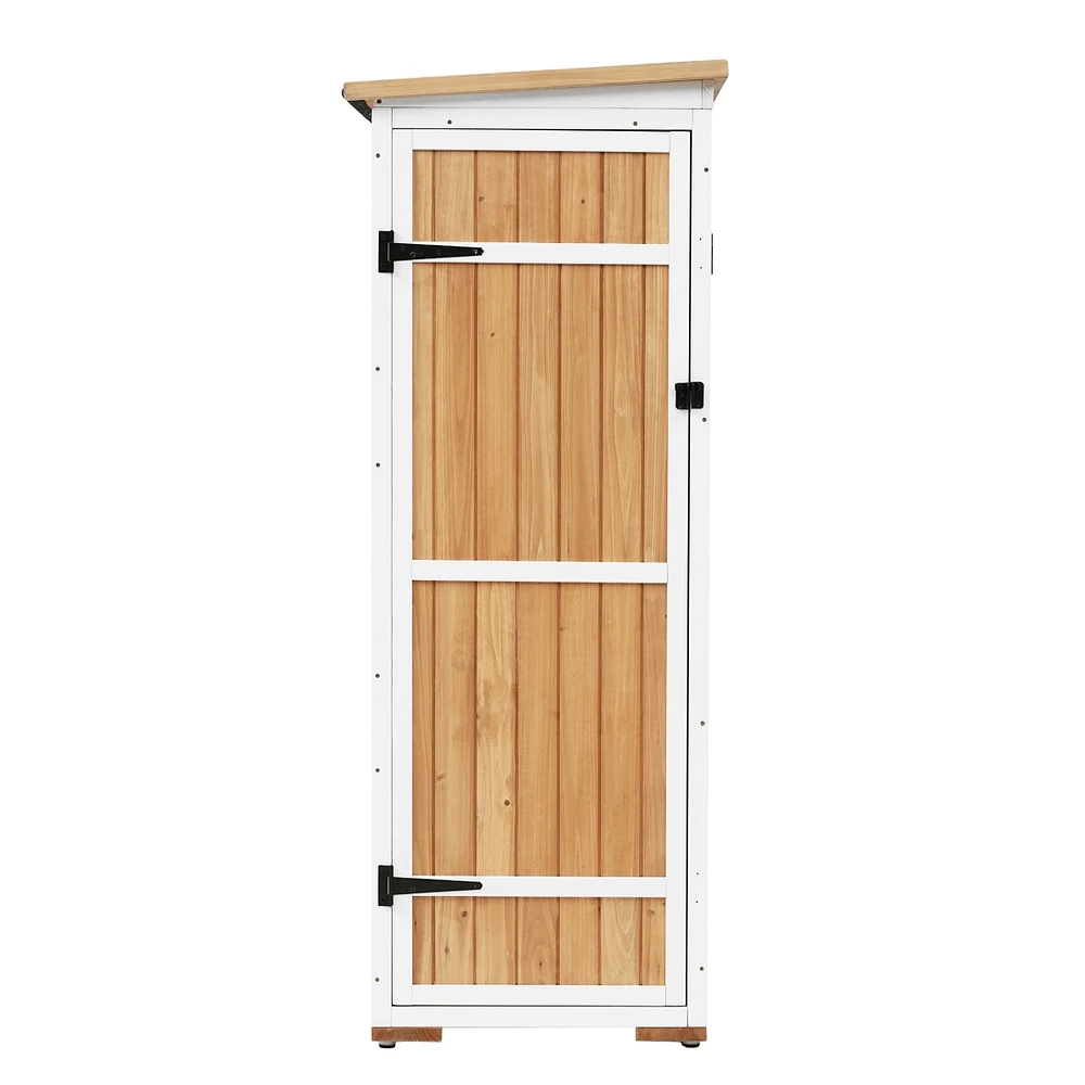 Wood Storage Shed with Lockable Doors, Waterproof Roof