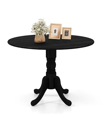 4-Person Dining Table Wooden Kitchen with Solid Rubber Wood Frame for