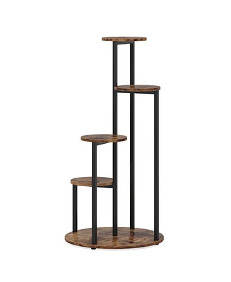 Tribesigns Corner Plant Stand Indoor, 4-Tier Tall Plant Shelf Holders for Multiple Potted Plants, Wood Flower Pot Stands with Metal Frame for Balcony
