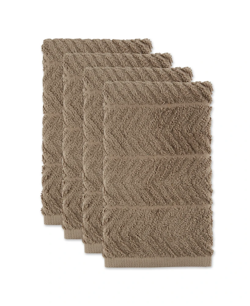 Design Imports Luxury Bar Mop Collection Chevron Dishtowel Set, 16x19", Stone, 4 Piece
