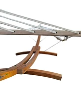 Simplie Fun 1-Person Hammock with Stand Set for Outside & Inside, Indoor Outdoor Standalone, plywood+canvas