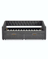 Upholstered Twin Size Daybed with Drawers