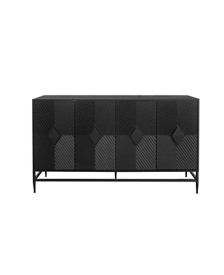 Streamdale Furniture Black Lacquered Wooden Sideboard Buffet Cabinet