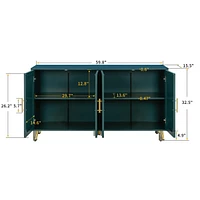 Green Tv Stand with Storage & Adjustable Shelves