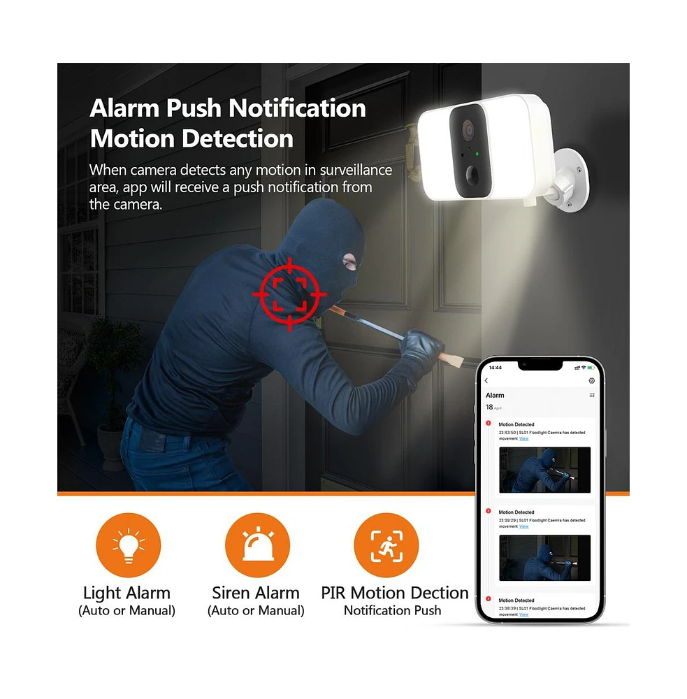 Z-edge SL01 Wireless Floodlight 1080P Security Camera with Solar Panel and 16GB Tf Card, Supports Night Vision, Wi-Fi and Smartphone App