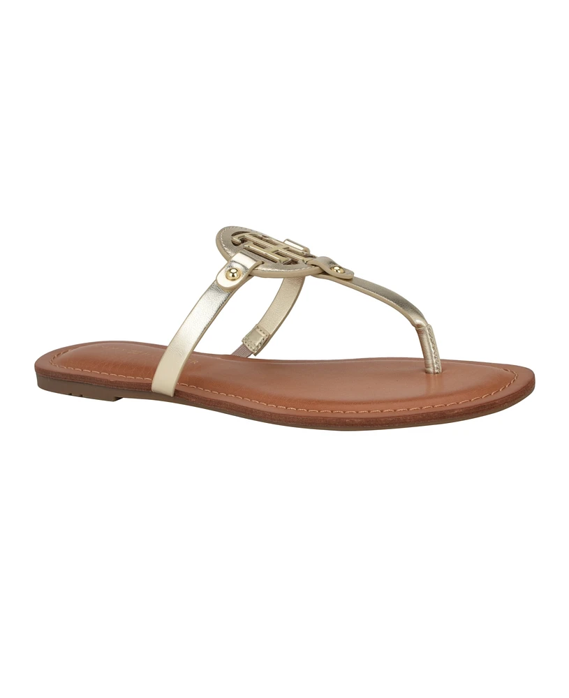 Tommy Hilfiger Women's Litzy Logo T-Strap Flat Sandals