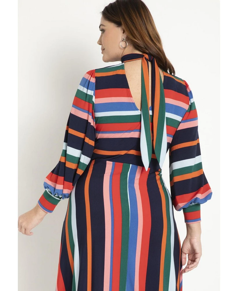 Eloquii Plus A-Line Dress With Puff Sleeves