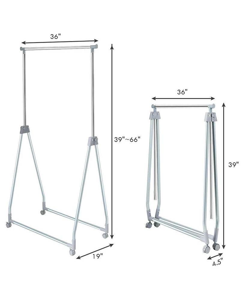 Sugift Extendable Foldable Heavy Duty Clothing Rack with Hanging Rod