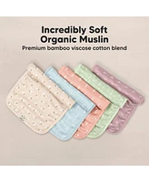 KeaBabies Kids 5pk Lumi Muslin Burp Cloths Boys, Girls, Organic Cloths, Burping