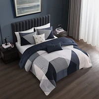 Bebejan Geo Fusion Bedding 200 Thread Count 100% Cotton Sateen 5 Piece Reversible King Comforter Set