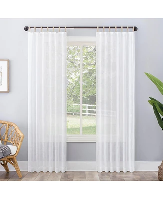 Ceri Linen Texture Jute Tabs Semi-Sheer Tab Top Curtain Panel