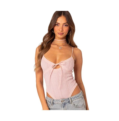 Edikted Women's Lacey Knit Cut Out Bodysuit