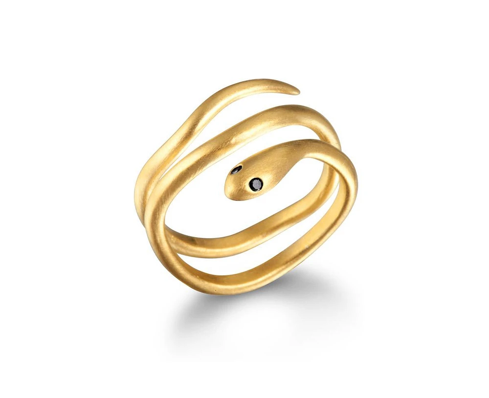 Gold Coils Black Snake Ring