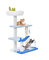Ocean-themed Cat Tree with Sisal Covered Scratching Posts Hanging Interactive Toys