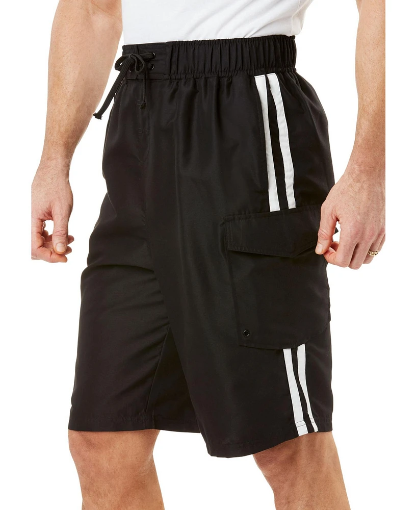 KingSize Big & Tall 10" Double Stripe Swim Board Shorts