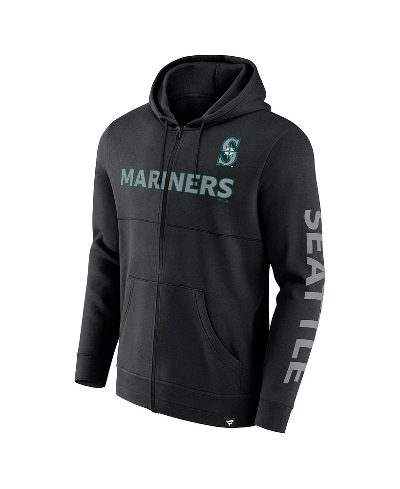 Fanatics Men's Black Seattle Mariners Ace Hoodie Full-Zip Sweatshirt