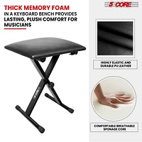 5 Core Keyboard Bench 2" Padded Cushioned Piano Stool Height Adjustable Guitar Seat Folding Portable