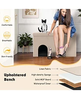 Cat Litter Box Enclosure Hidden Furniture Washroom Shoe Storage Bench