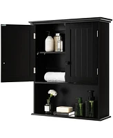 Wall Mount Bathroom Cabinet Wooden Medicine Storage Organizer