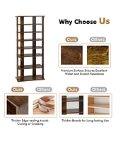 Patented 7-Tier Double Rows Shoe Rack Vertical Wooden Storage Organizer Rustic