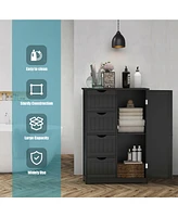 4 Drawer Freestanding Bathroom Floor Cabinet Adjustable Storage Cupboard