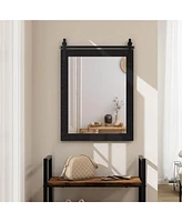 30''x22'' Wall Mount Mirror Decor Vanity Wood Frame Barn Door Style