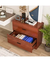 2-Drawer Wood Lateral File Cabinet with Adjustable Bars for Home Office