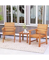2 Pcs Patio Hardwood Chair Wood Dining Armchairs Breathable Slatted Seat Garden