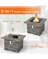 7 Pcs Patio Furniture Set with 50,000 Btu Fire Pit Table Wicker Sofa Cushions