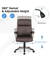 Ergonomic Office Chair Pu Leather Executive Swivel with Upholstered Armrests