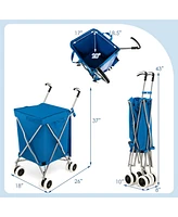 Folding Shopping Cart Utility w/ Water-Resistant Removable Canvas Bag
