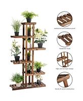 6 Tier 11 Pots Wooden Plant Flower Display Stand Wood Shelf