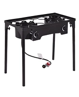 Double Burner Gas Propane Cooker Outdoor Camping Picnic Bbq Grill