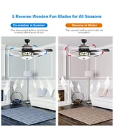 52'' Ceiling Fan W/Light Reversible Blade Adjustable Speed Remote Control