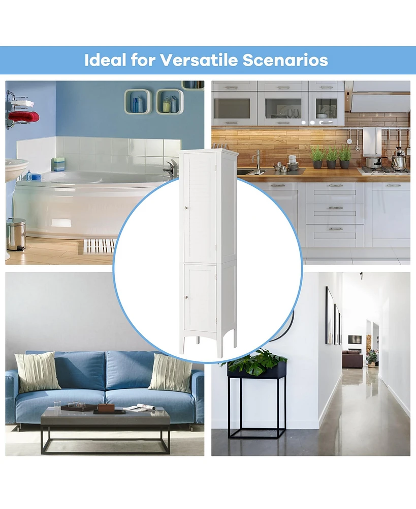 Freestanding Bathroom Storage Cabinet Linen Tower Kitchen Living Room