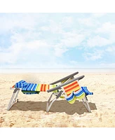 Gymax 4PCS Folding Backpack Beach Chair Reclining Camping Chair w/ Storage Bag Pattern