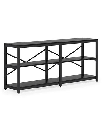 Tribesigns 70.9 Inch Extra Long Console Table, Modern Sofa Table Behind Couch Table with Storage Shelves, 3-Tier Industrial Hallway Entryway Table for