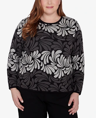 Alfred Dunner Plus Size Classic Geometric Ombre Scroll Top